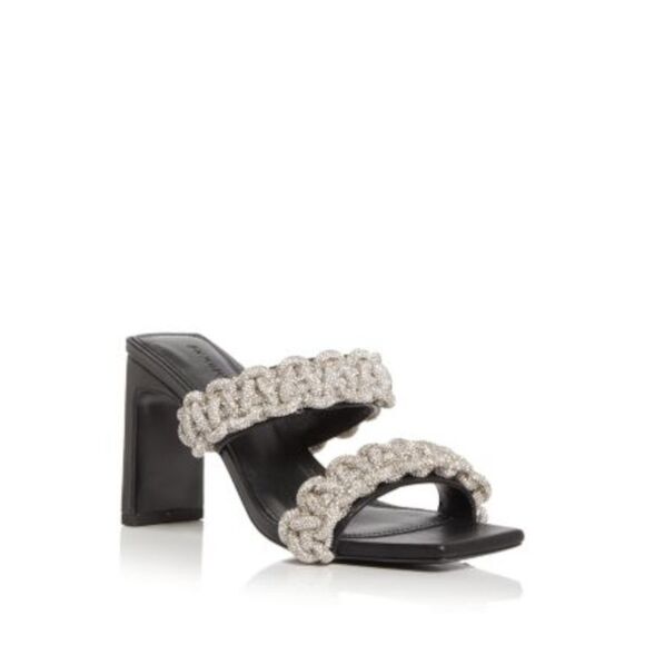 JOHNATHAN SIMKHAI Womens Black Crystal Rope At Straps Walker Heeled Sandal 39